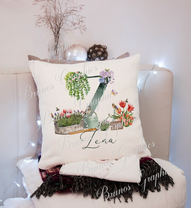 personalised Alphabet gardening cushion