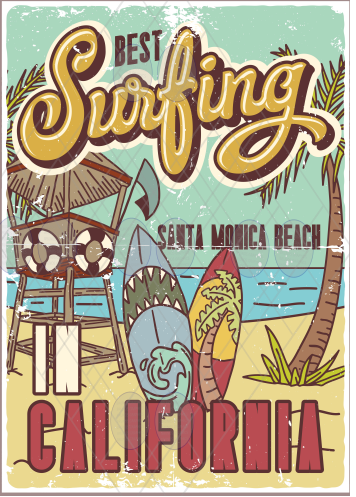 Vintage rustic effect metal sign retro print wall poster decoration Best surfing aluminium poster