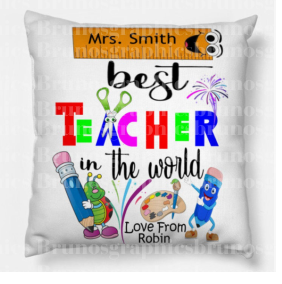 Personalised Best Teacher Cushion - Customised with Teacher's Name