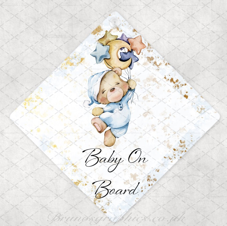 Bear Baby on Board rear car window sign