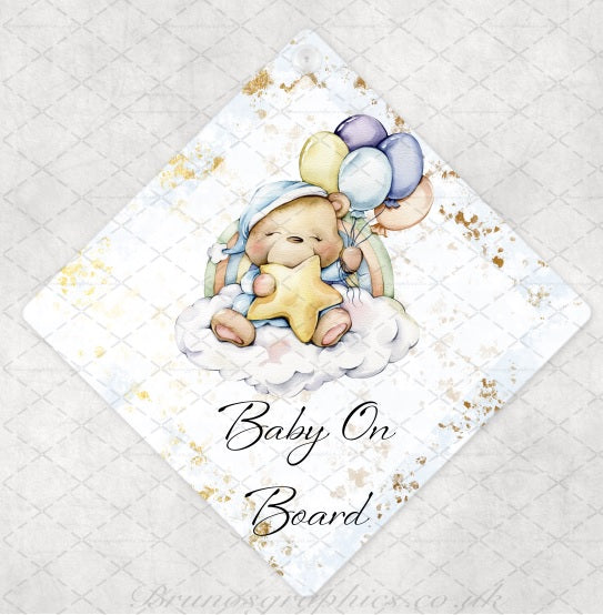 Bear Baby on Board rear car window sign