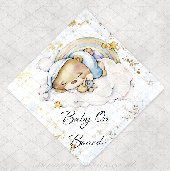 Bear Baby on Board rear car window sign
