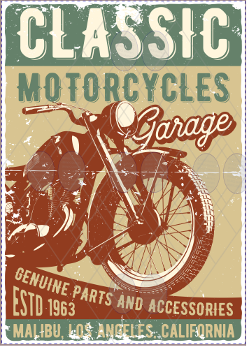 Vintage Rustic Metal Sign - Retro Print Wall Poster - Classic Motorcycles