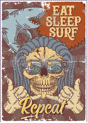 Vintage Rustic Metal Sign - Surf Theme - Wall Poster Decor