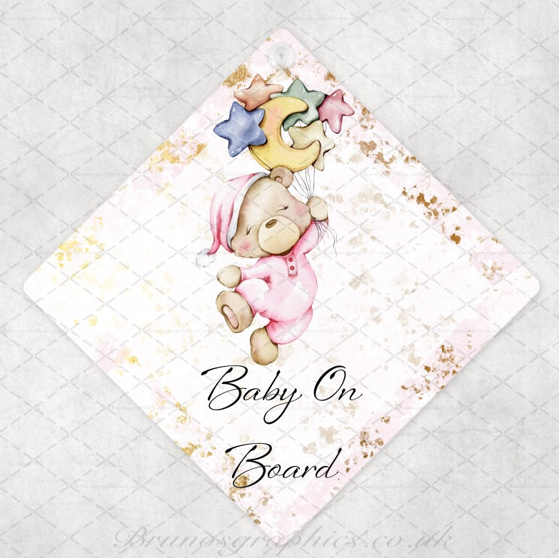 Bear Baby on Board rear car window sign