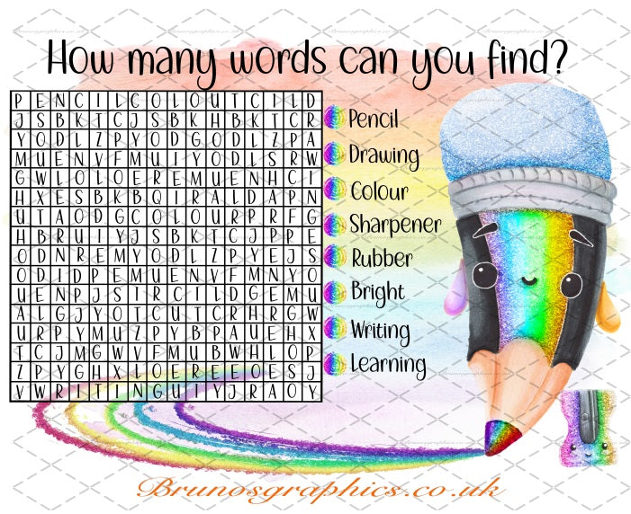 Word Search-Dry Eraser-Aluminium Sheet-Reusable