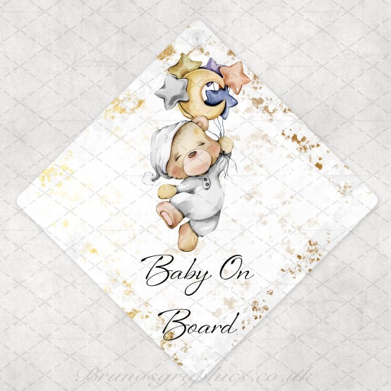 Bear Baby on Board rear car window sign
