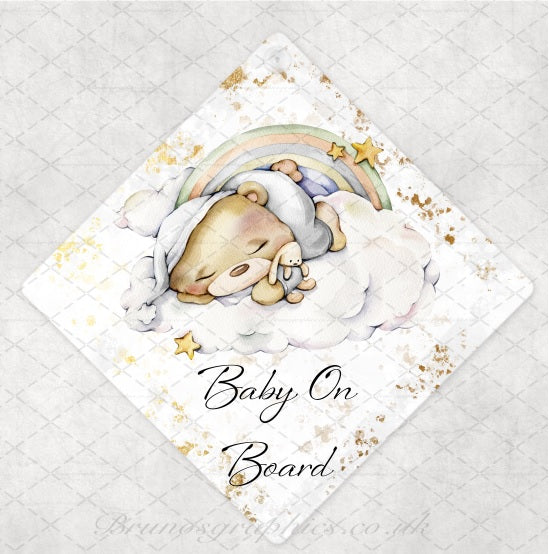 Bear Baby on Board rear car window sign