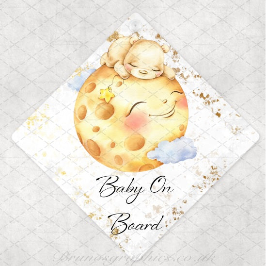 Bear Baby on Board rear car window sign