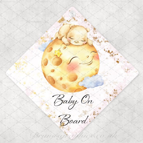 Bear Baby on Board rear car window sign