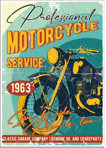 Vintage Rustic Metal Sign - Professional Motorcycle Service Theme
