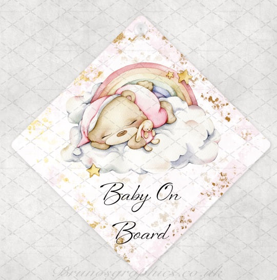 Bear Baby on Board rear car window sign