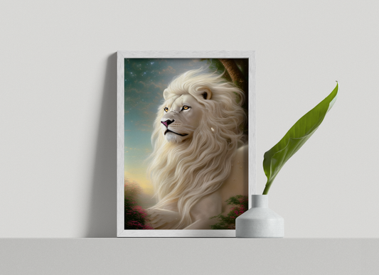 Lion Portrait of Stunning White Lion