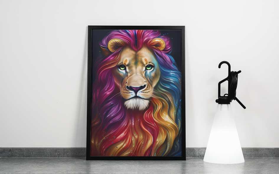 Lion Portrait Shiny Smooth Waves Dripping