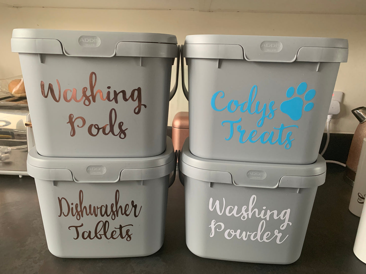 Personalised Eco storage caddy stackable, In three Colours