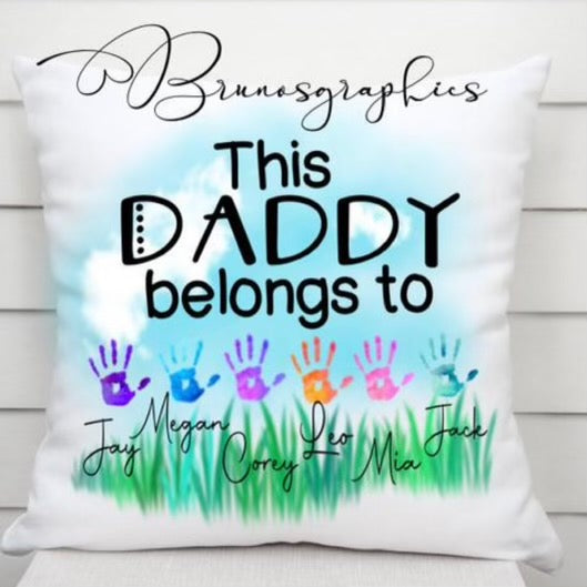 personalised Cushion Dad, Daddy, Granda, kids hands
