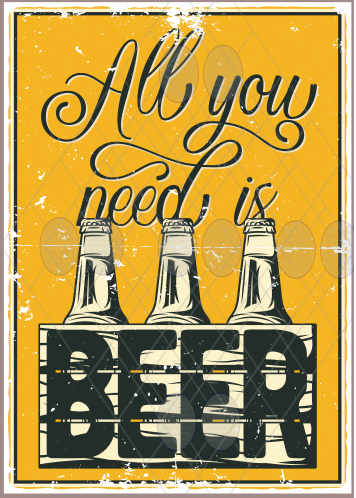 Vintage rustic effect metal sign retro print wall poster decoration All you need is beer aluminium poster