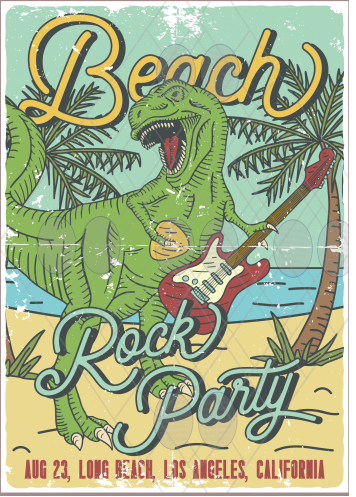 Vintage rustic effect metal sign retro print wall poster decoration - Beach rock party aluminium poster