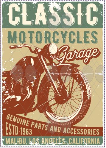 Vintage rustic effect metal sign retro print wall poster decoration-Classic motorcycles aluminium poster
