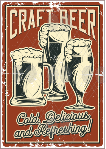 Vintage rustic effect metal sign retro print wall poster decoration-Craft beer aluminium poster