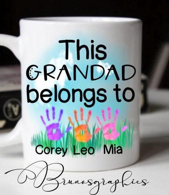 personalised mug Dad,Daddy,Granda, kids hands