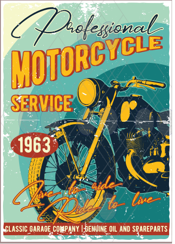 Vintage rustic effect metal sign retro print wall poster decoration-Professional motorcycle service aluminium poster