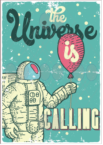Vintage rustic effect metal sign retro print wall poster decoration-The universe is calling aluminium poster