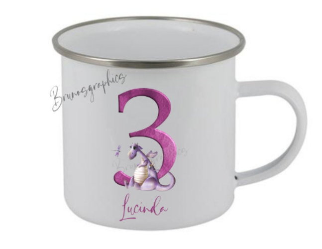 Personalised Enamel Mug with the beautiful Dragon design